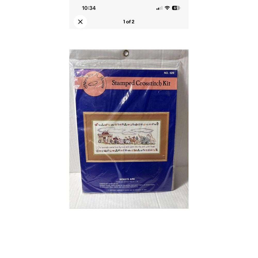 NEW Needles 'N Hoops NOAH'S ARK Counted Cross Stitch Kit #529